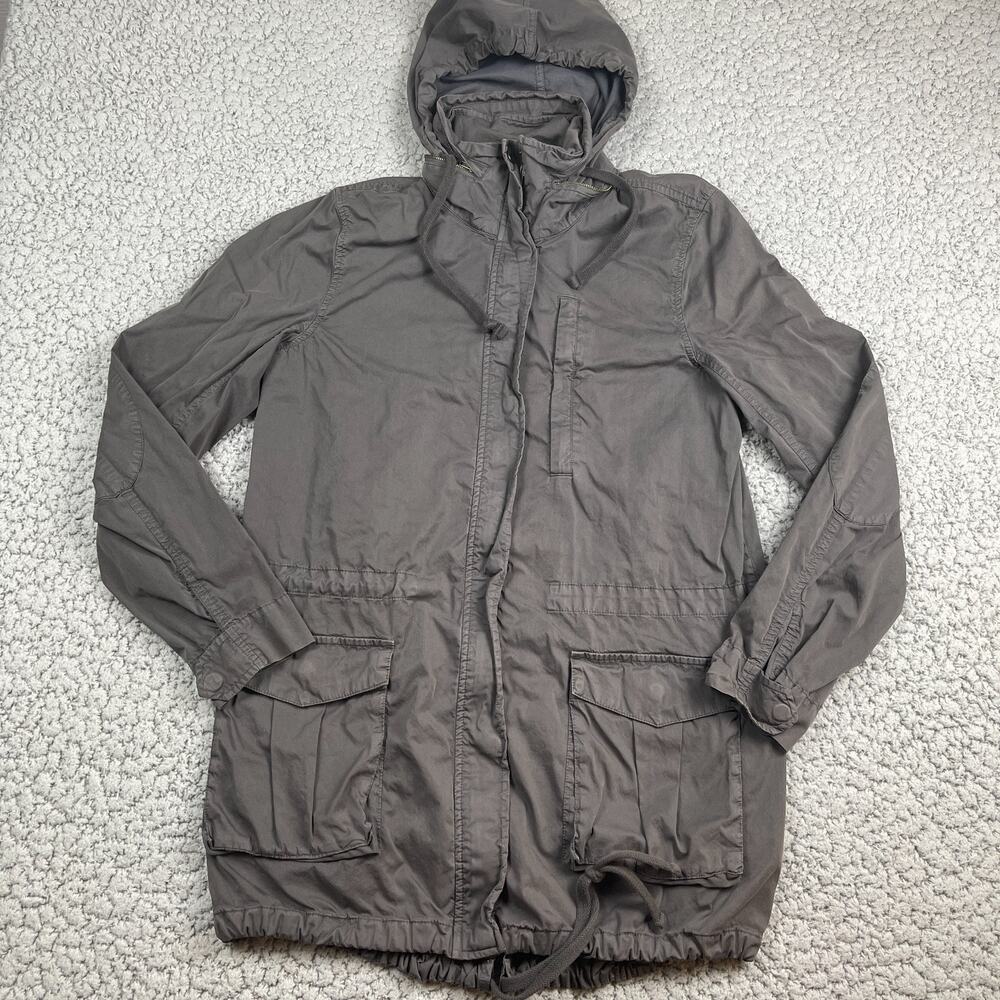 Standard James Perse Utility Jacket Womens 3 Cargo Packable Hood Chore Barn Coat